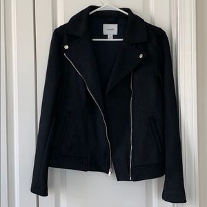 Faux Suede Black Moto Jacket | M